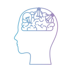  human head face brain science mind intelligence vector illustration