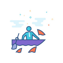 Businessman challenge icon in outlined flat color style. Vector illustration.