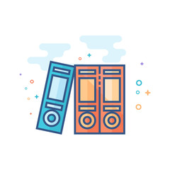 Office folder icon in outlined flat color style. Vector illustration.