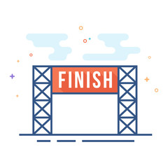 Finish line icon in outlined flat color style. Vector illustration.