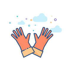 Cleaning glove icon in outlined flat color style. Vector illustration.