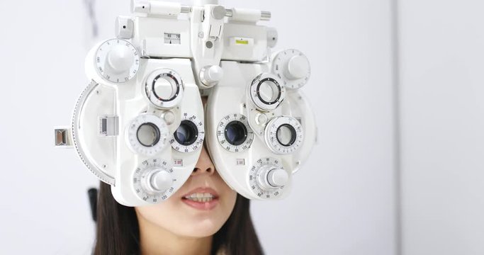 Woman doing eye test