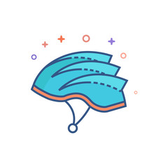 Bicycle helmet icon in outlined flat color style. illustration.