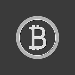 White bitcoin sign icon on black background. Crypto currency symbol and coin image for using in web projects or mobile applications.