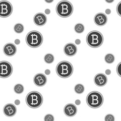 Bitcoin seamless pattern. white and black bit coin seamless.