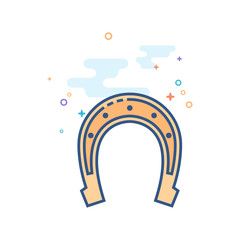 Horse shoe icon in outlined flat color style. Vector illustration.