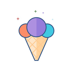 Ice cream icon in outlined flat color style. Vector illustration.