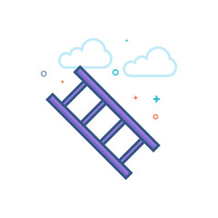 Ladder icon in outlined flat color style. Vector illustration.