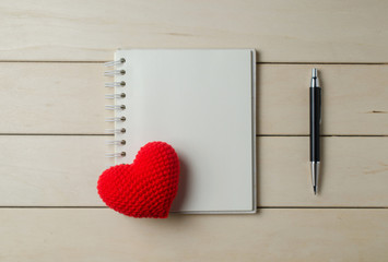 love heart with notebook , valentine concept