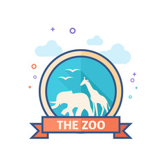 Zoo gate icon in outlined flat color style. Vector illustration.