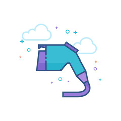 Electric vehicle charger icon in outlined flat color style. Vector illustration.
