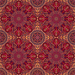 Ornate floral seamless texture, endless pattern with vintage mandala elements.