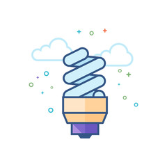 Light bulb icon in outlined flat color style. Vector illustration.