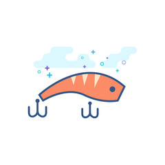 Fishing lure icon in outlined flat color style. Vector illustration.
