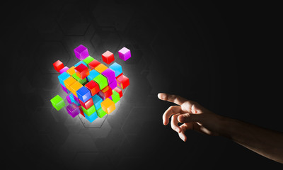 Idea of new technologies and integration presented by cube figure