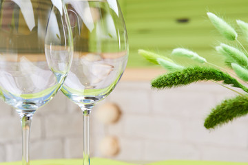 empty wine flutes