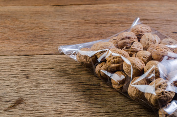 walnuts in plastic bag package