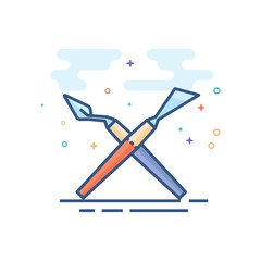 Painting spatula icon in outlined flat color style. Vector illustration.