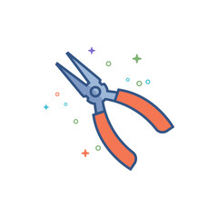 Pliers icon in outlined flat color style. Vector illustration.