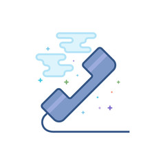 Landline telephone icon in outlined flat color style. Vector illustration.