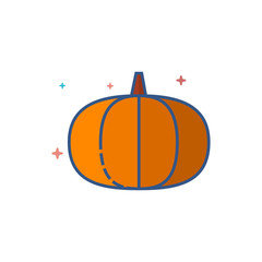 Pumpkin icon in outlined flat color style. Vector illustration.