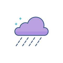 Rain cloud icon in outlined flat color style. Vector illustration.