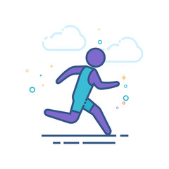 Fototapeta na wymiar Running athlete icon in outlined flat color style. Vector illustration.