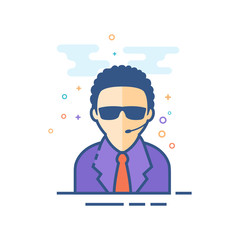 Businessman icon in outlined flat color style. Vector illustration.