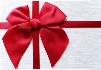  Valentine present. Gift box and red ribbon for romantic couple.