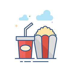 Soft drink icon in outlined flat color style. Vector illustration.