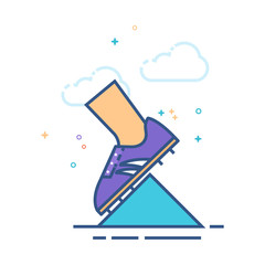 Starting block icon in outlined flat color style. Vector illustration.