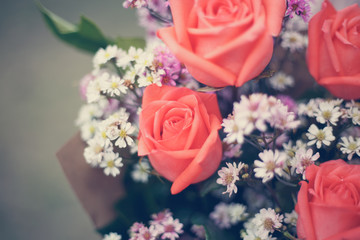 Beautiful flowers, closeup, vintage tone.