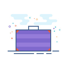 Business suitcase icon in outlined flat color style. Vector illustration.