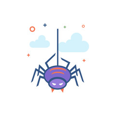 Fototapeta premium Spider icon in outlined flat color style. Vector illustration.