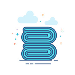 Folded towel icon in outlined flat color style. Vector illustration.