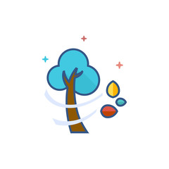 Tree icon in outlined flat color style. Vector illustration.