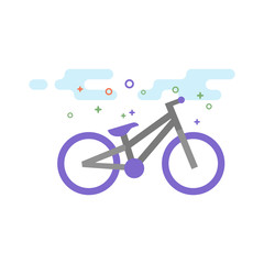 Trial bicycle icon in outlined flat color style. Vector illustration.