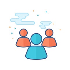 Teamwork icon in outlined flat color style. Vector illustration.