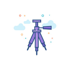 Camera tripod icon in outlined flat color style. Vector illustration.