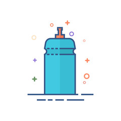 Cycling water bottle icon in outlined flat color style. Vector illustration.