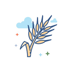 Wheat icon in outlined flat color style. Vector illustration.