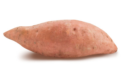 Sweet pink potato isolated on white background