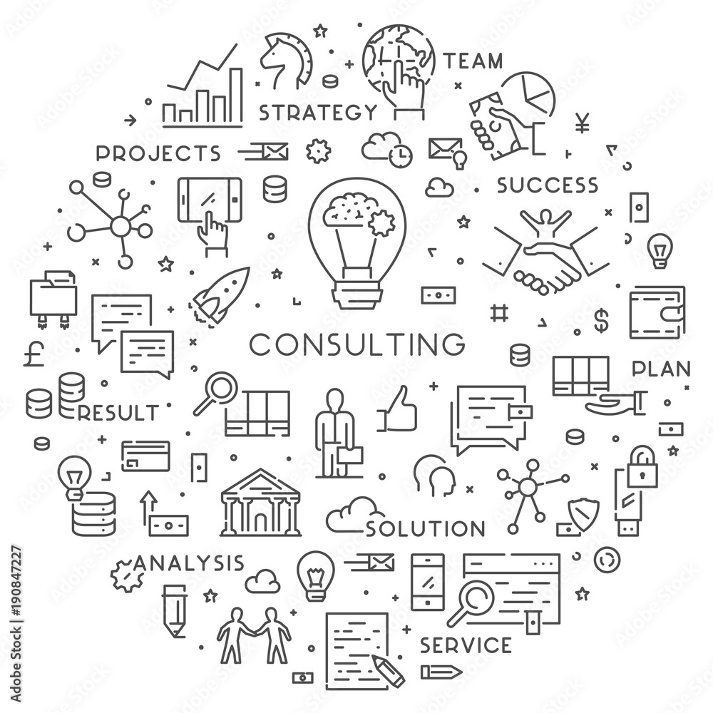 Poster vector line web concept for consulting