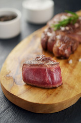 Blue rare steak slice