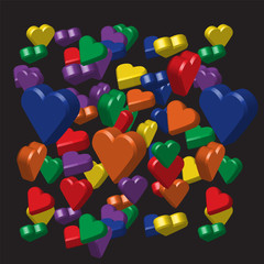 Fototapeta na wymiar Rainbow Colors Hearts Pattern
