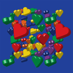 Rainbow Colors Hearts Pattern