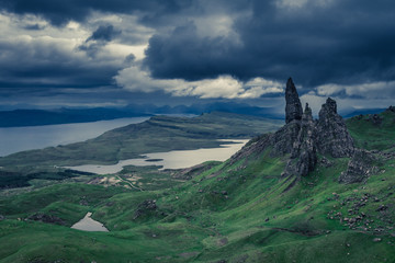 Cloudy day over Old Man of Storr, Scotland