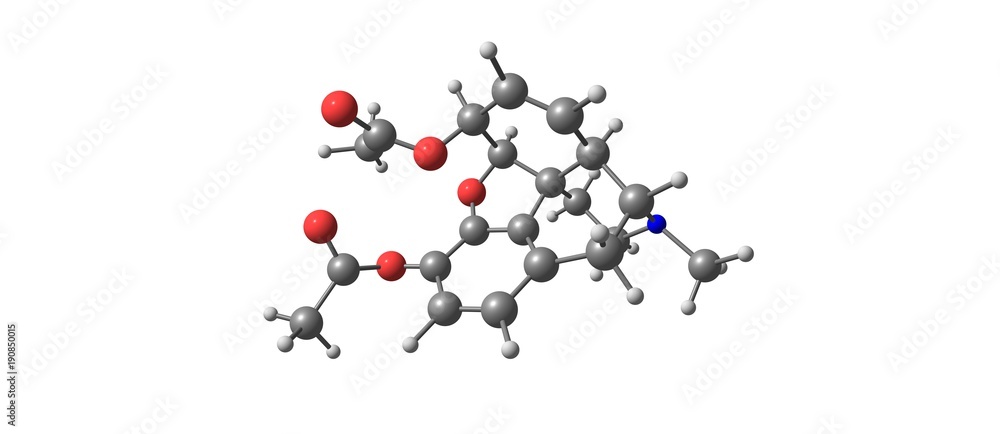 Canvas Prints Molecular structure of Heroin on white background