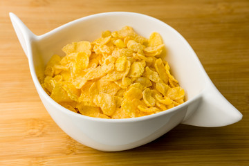white bowl of cornflakes