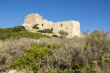 The ruins of Kastellos castle, Kritinia, Rhodes, Greece